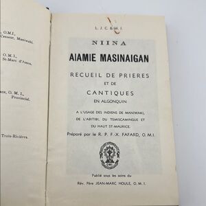 Vintage 1950’s Niina Aiamie Masinaigan Algonquin Prayer Book